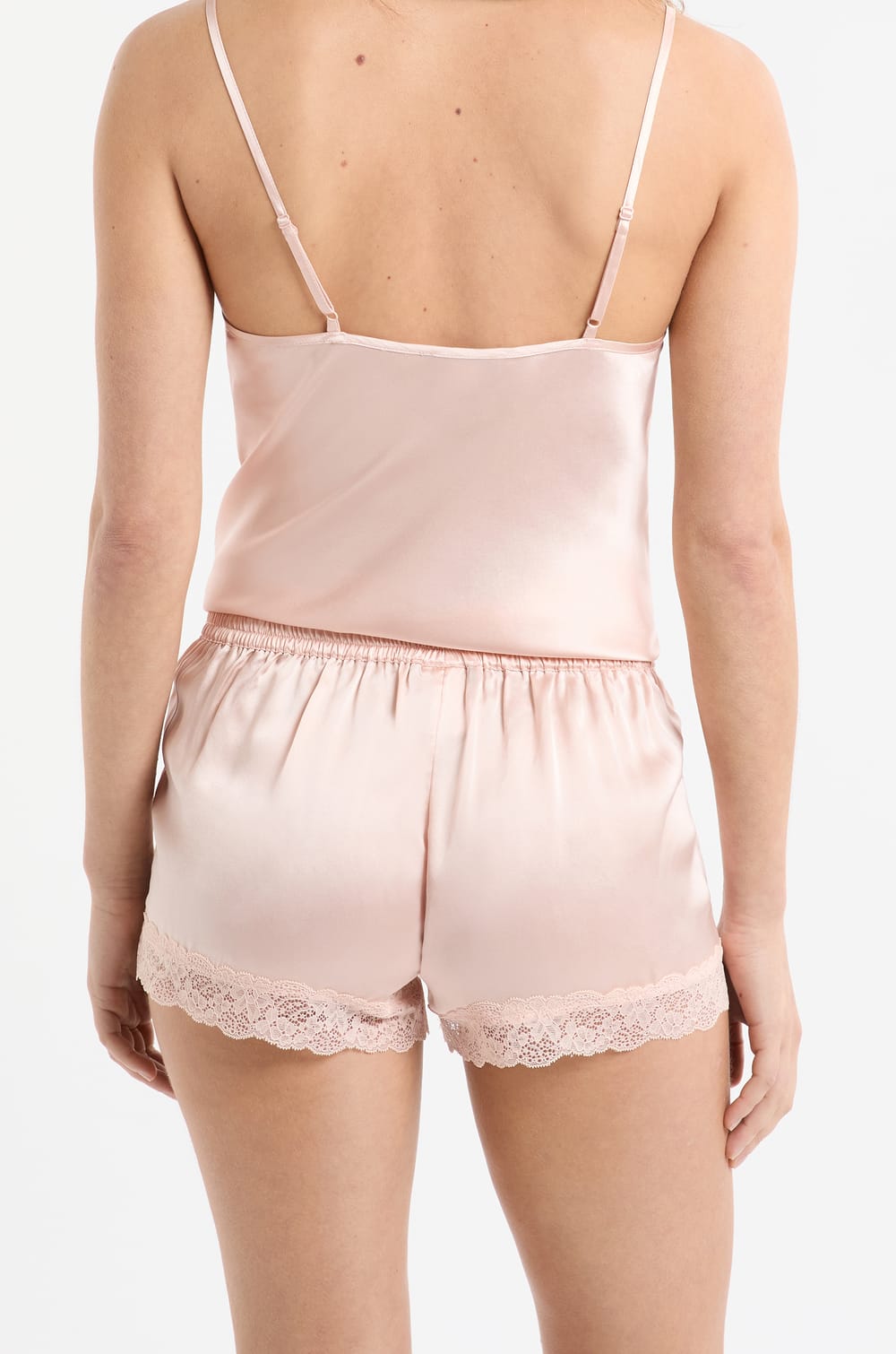 Shorts aus Seide mit Spitzendetails;${refinementColor}