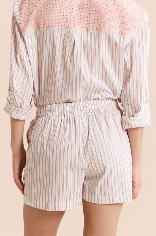 Striped Pyjama Shorts with Cotton;${refinementColor}