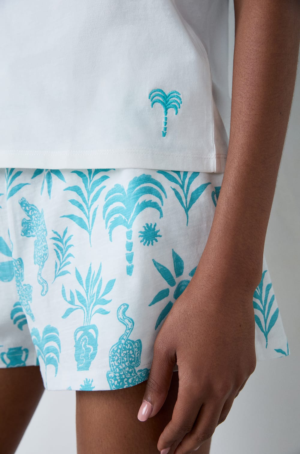 T-shirt de pyjama manches courtes en coton Ocean side;${refinementColor}