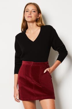 Short Ribbed Skirt;${refinementColor}