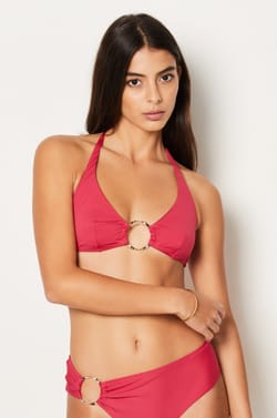Ring Detail Triangle Bikini Top;${refinementColor}