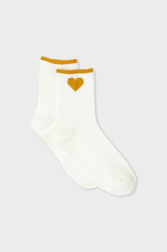 Chaussettes c&ocirc;tel&eacute;es avec coton &agrave; motif c&oelig;ur;${refinementColor}