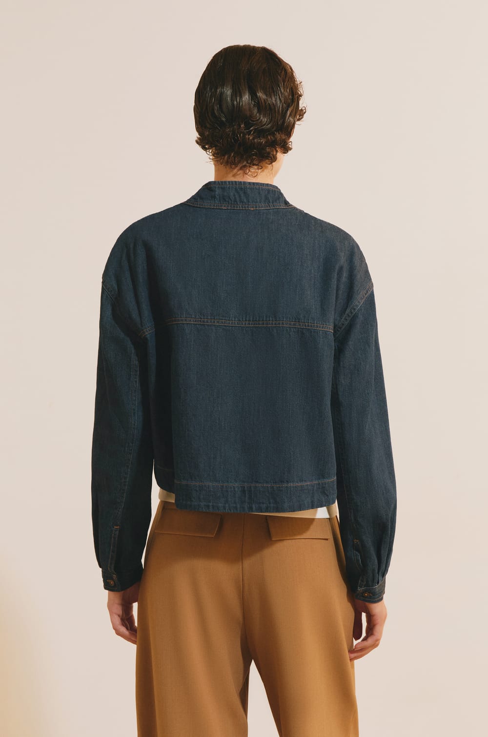 Chemise manches longues en jean;${refinementColor}