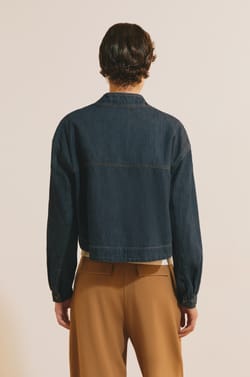 Chemise manches longues en jean;${refinementColor}