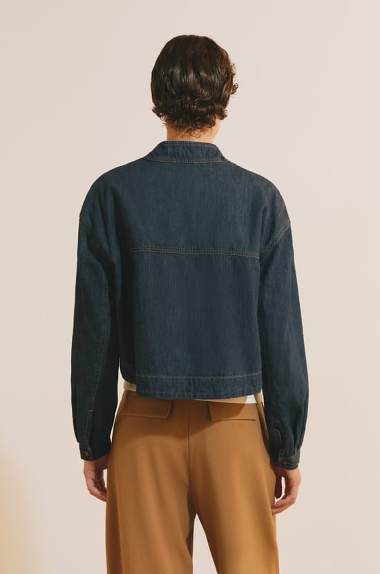 Chemise manches longues en jean;${refinementColor}