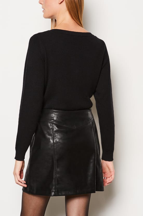 Jupe courte simili cuir;${refinementColor}