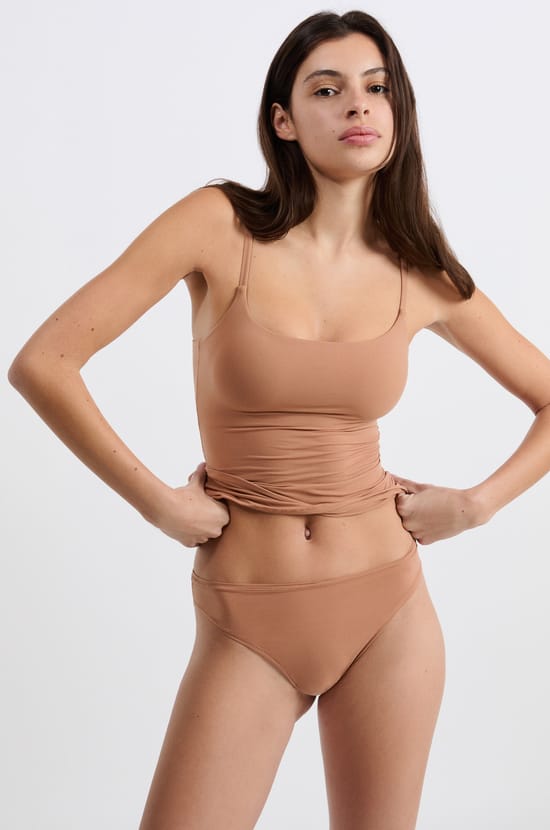 Microfiber Top with Built-in Bra;${refinementColor}