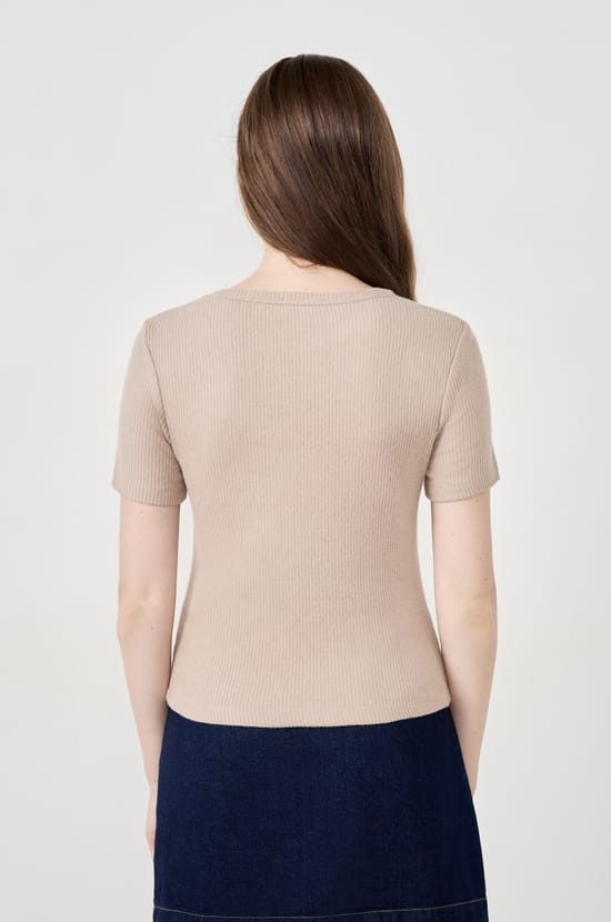 Short-sleeved ribbed T-shirt;${refinementColor}