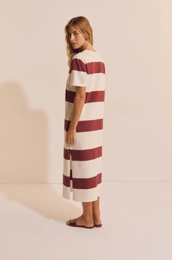Robe longue &agrave; rayures;${refinementColor}