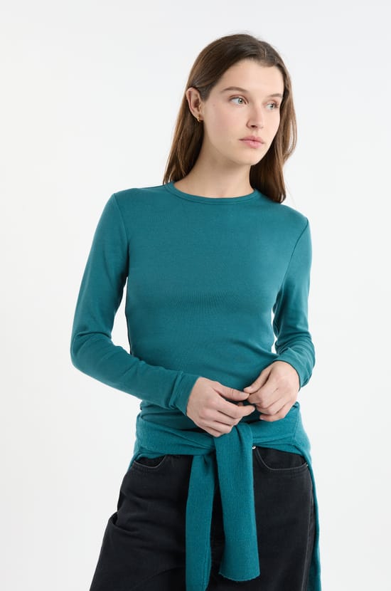 T-shirt &agrave; manches longues en coton;${refinementColor}