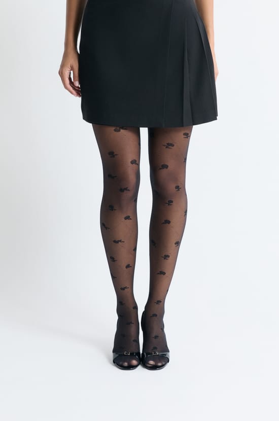Collant transparent &agrave; motifs fleurs;${refinementColor}