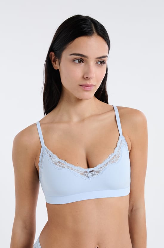 Bralette in Microfiber and Lace;${refinementColor}