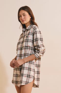 Chemise de nuit &agrave; carreaux avec coton;${refinementColor}
