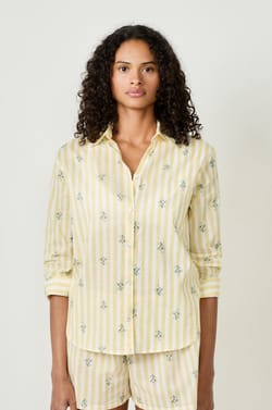 Cotton pyjama shirt with patterns;${refinementColor}