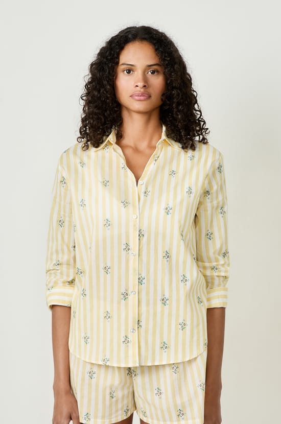 Cotton pyjama shirt with patterns;${refinementColor}