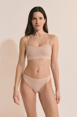 Soutien-gorge bandeau avec bretelles amovibles en coton;${refinementColor}