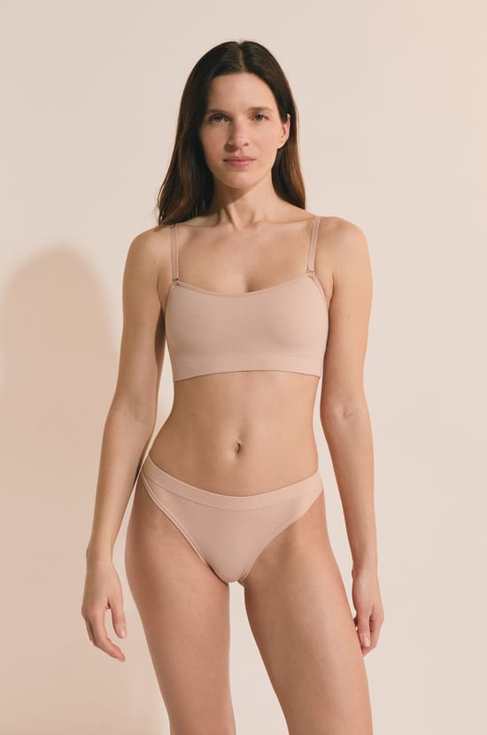 Soutien-gorge bandeau avec bretelles amovibles en coton;${refinementColor}