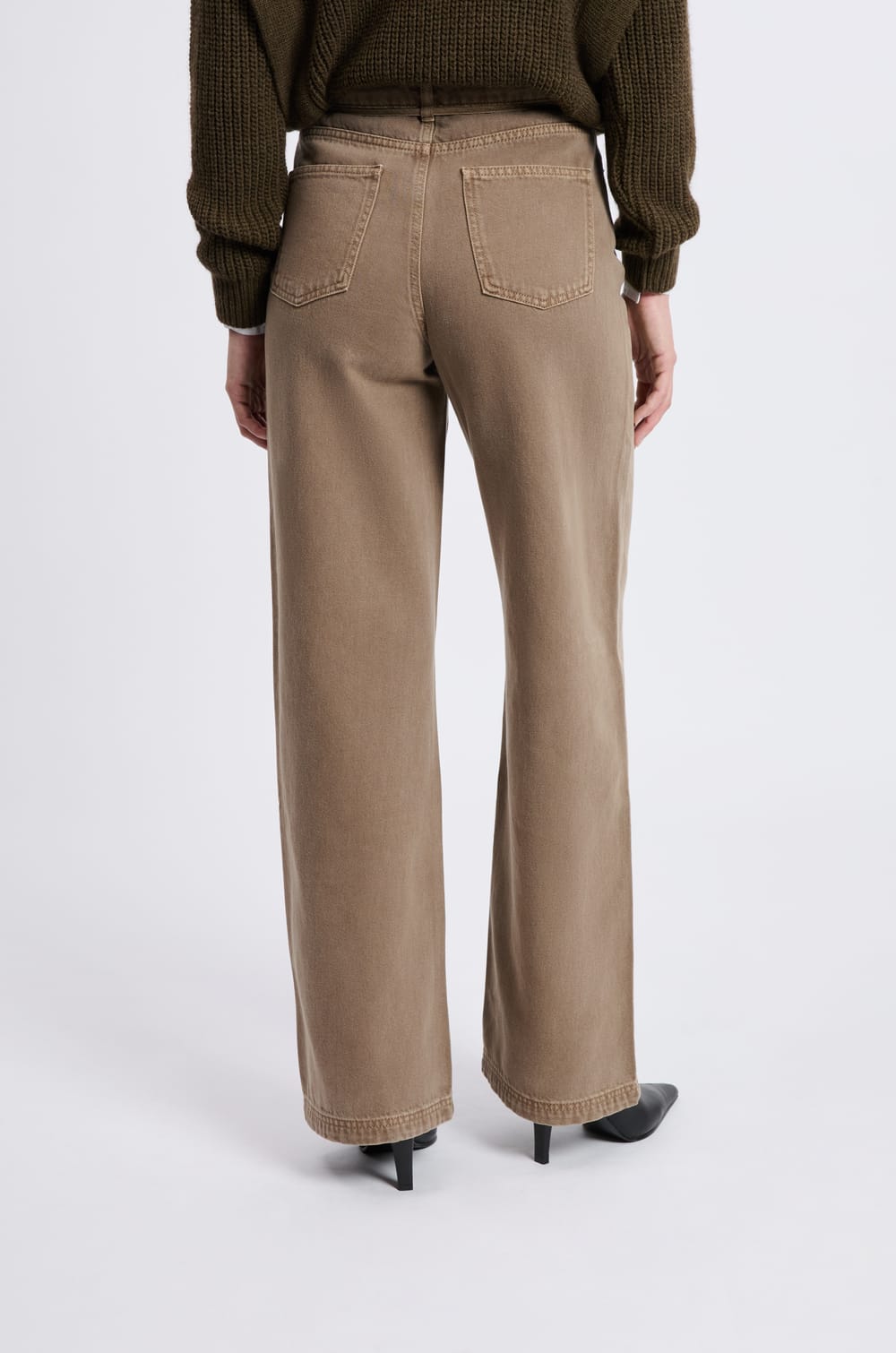 Wide Cotton Jeans with Drawstring;${refinementColor}