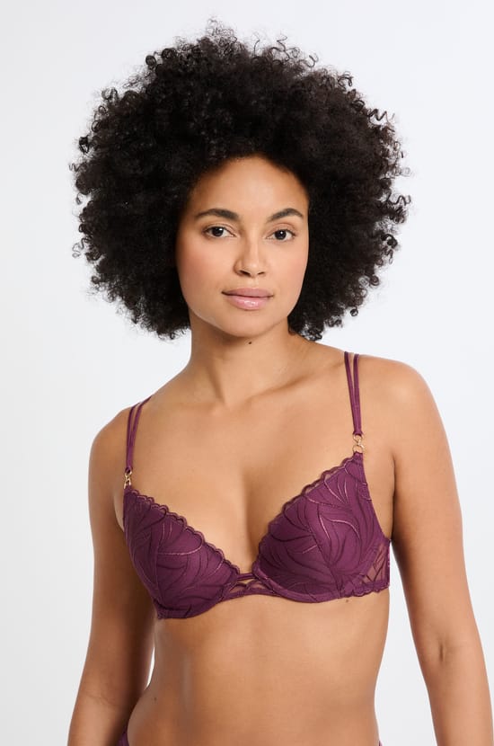Soutien-gorge N.2 - Le push-up plongeant en broderie florale;${refinementColor}