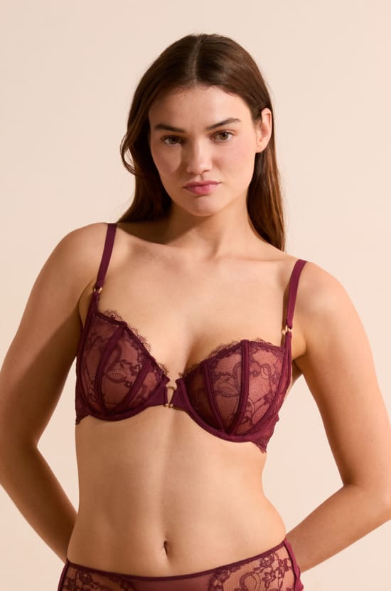 Soutien-gorge balconnet en dentelle;${refinementColor}
