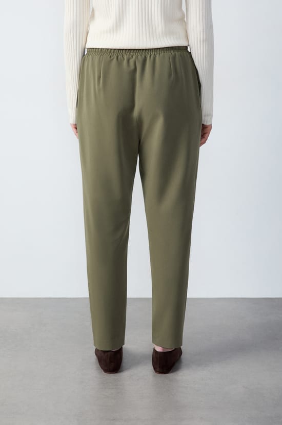 Cigarette Trousers with Tie Belt;${refinementColor}