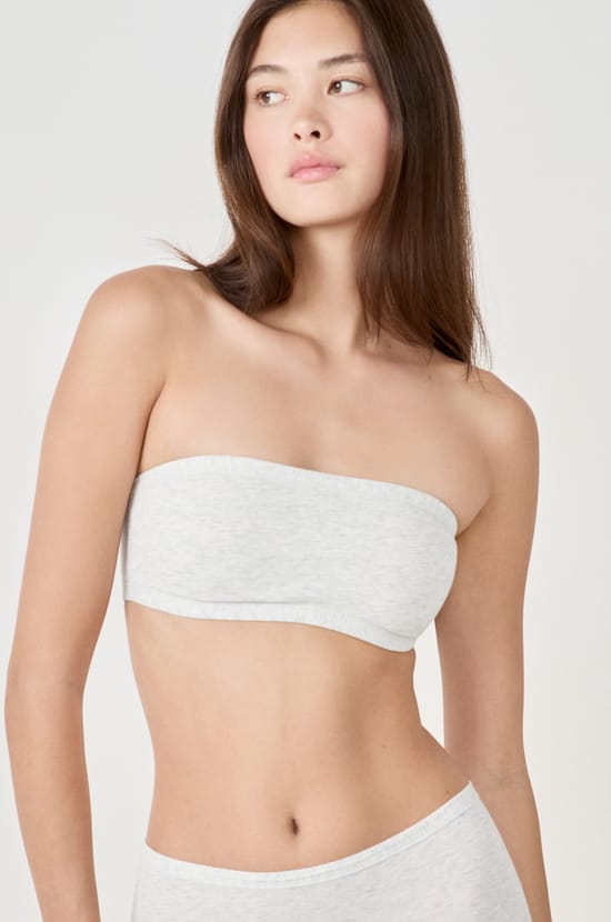 Wireless strapless bra in stretchy organic cotton;${refinementColor}