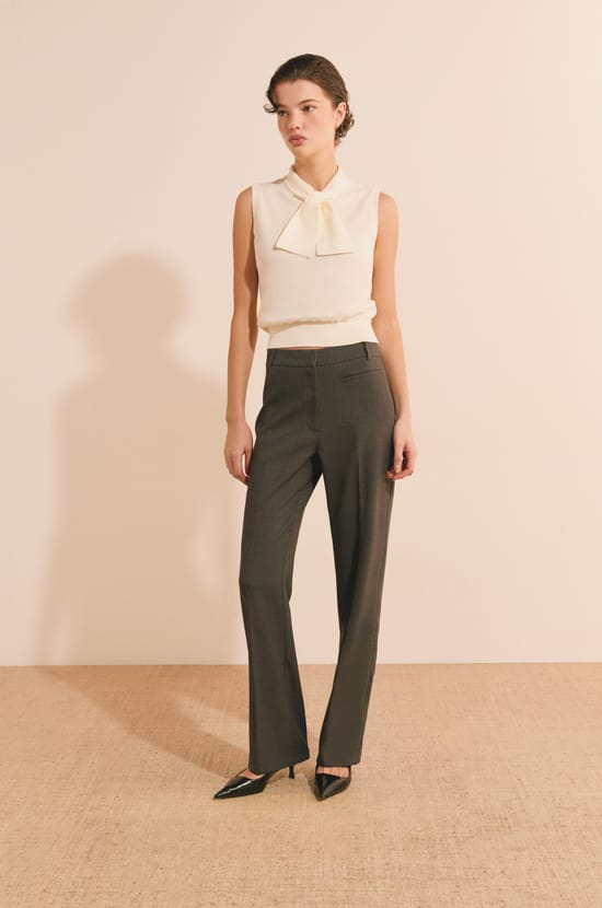 Pull sans manches avec lien &agrave; nouer en coton;${refinementColor}