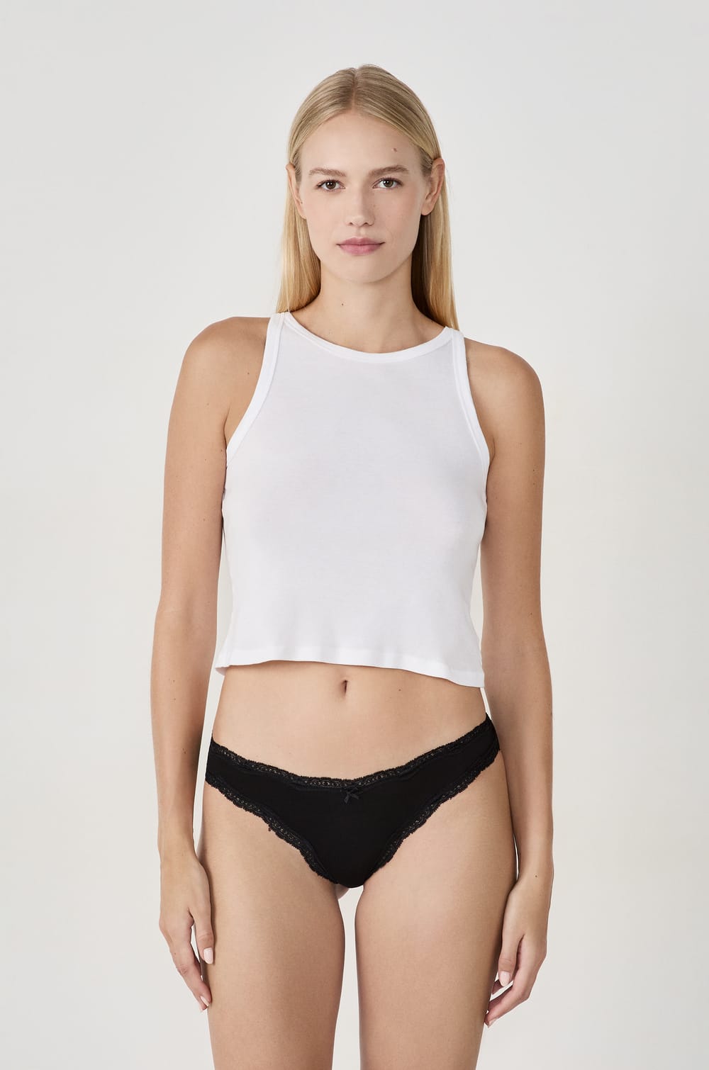 Pack of 7 Cotton and Lace Thongs;${refinementColor}