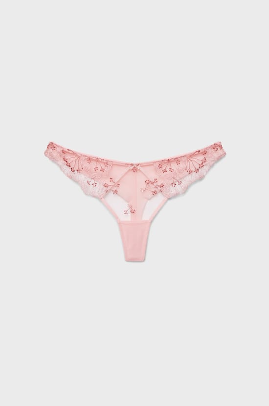 Embroidered Tulle Tanga;${refinementColor}