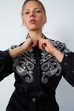 Long-sleeved embroidered shirt;${refinementColor}