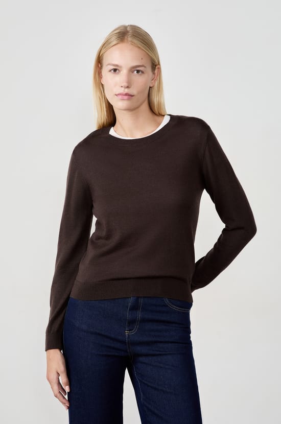 Pull col rond en laine;${refinementColor}