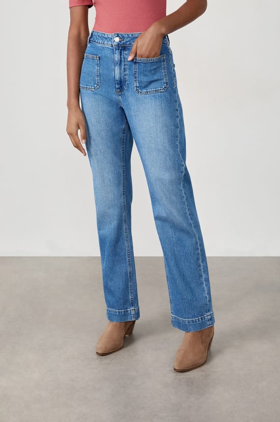 Rechte jeans van katoen;${refinementColor}
