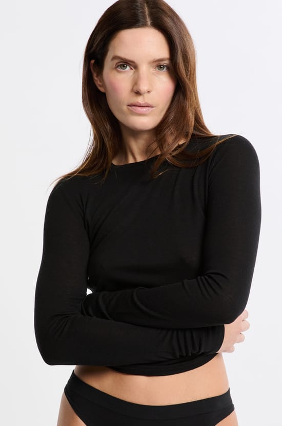 T-shirt thermique col roulé avec laine;${refinementColor}