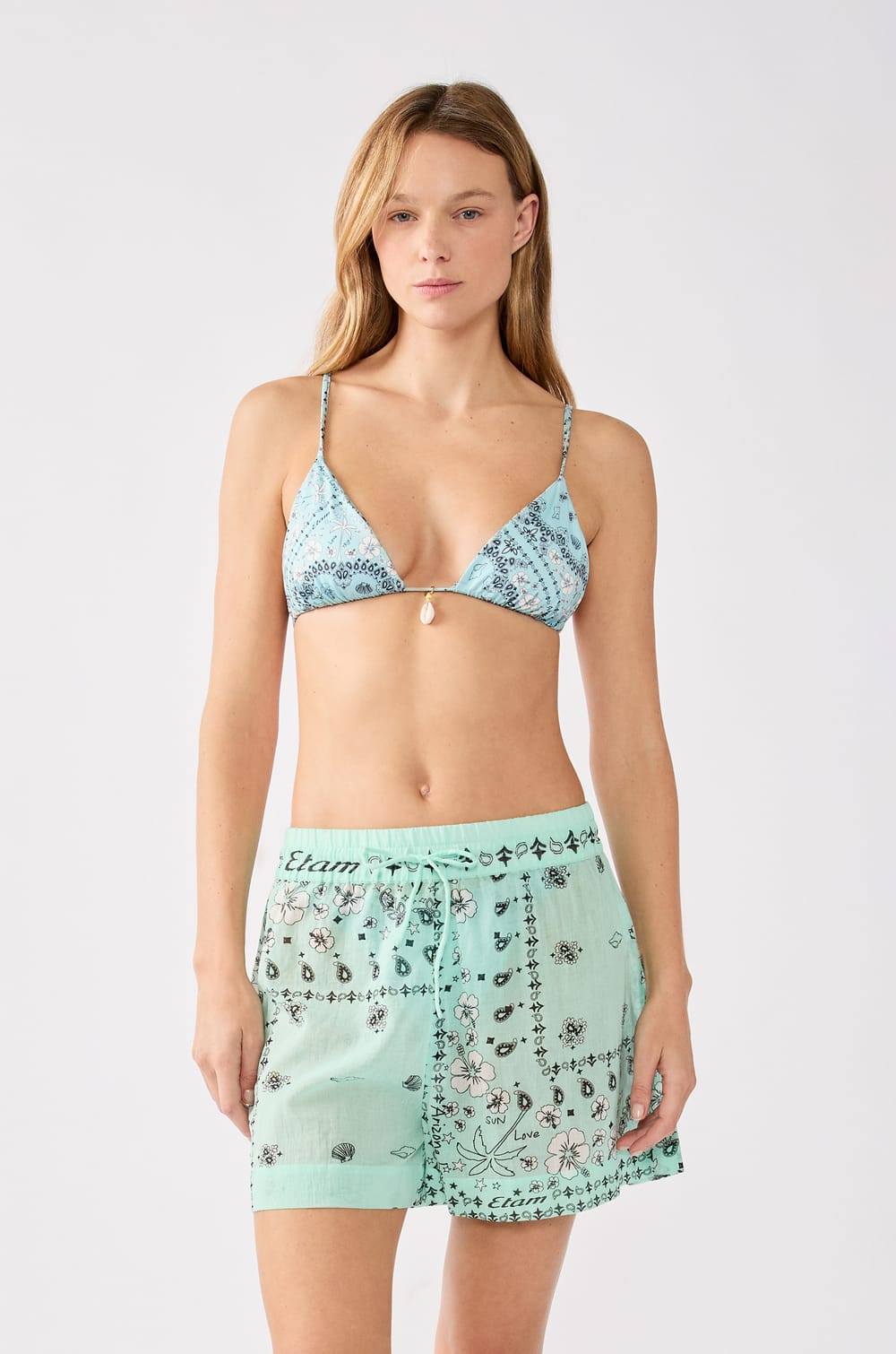 Short imprimé en coton;${refinementColor}