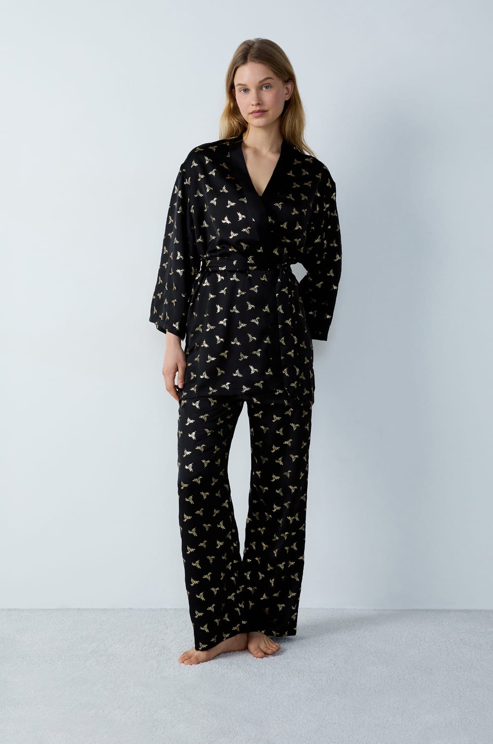 Satin Robe with Patterns;${refinementColor}