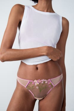 Embroidered Tulle Thong;${refinementColor}
