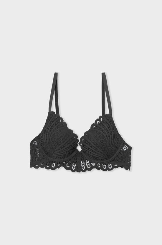 Soutien-gorge N.2 - Le push-up plongeant en broderie;${refinementColor}