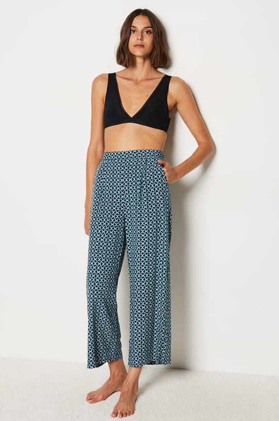 Patterned 7/8 Pyjama Trousers;${refinementColor}
