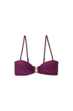 Iridescent Strapless Bikini Top with Ring and Removable Straps;${refinementColor}