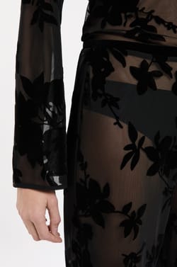 Pantalon transparent à motif floral;${refinementColor}