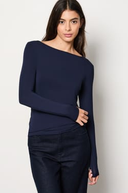 Long Sleeve Thermal Knit T-Shirt;${refinementColor}