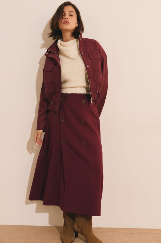 Jupe longue avec d&eacute;tails boutons;${refinementColor}