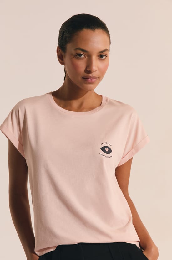 T-shirt manches courtes avec coton;${refinementColor}