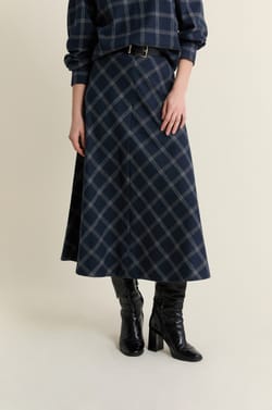 Jupe longue en coton &agrave; carreaux;${refinementColor}