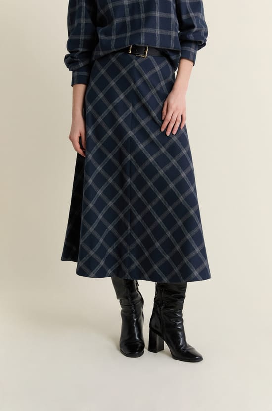 Jupe longue en coton &agrave; carreaux;${refinementColor}