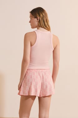 Top de pijama sin mangas con cuello redondo y algod&oacute;n;${refinementColor}