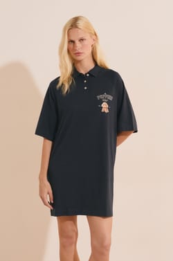Chemise de nuit &agrave; motif chien avec boutons en coton;${refinementColor}