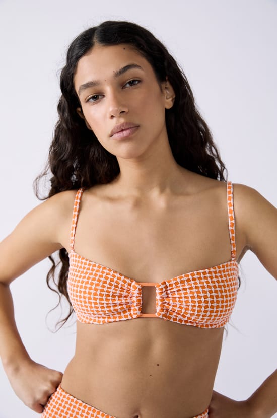 Bandeau Bikini-Top mit Print;${refinementColor}