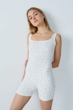 Cotton Ribbed Short Jumpsuit;${refinementColor}