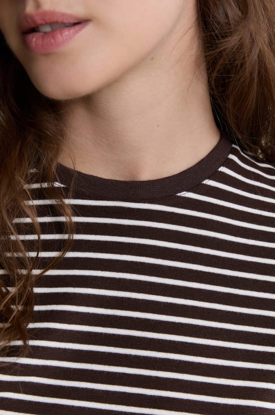 T-shirt manches longues &agrave; rayures;${refinementColor}